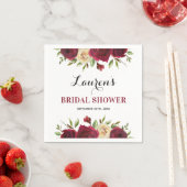 ブルガンディマルサラフローラ冬ブライダルシャワー紙 スタンダードカクテルナプキン (インサイチュ)