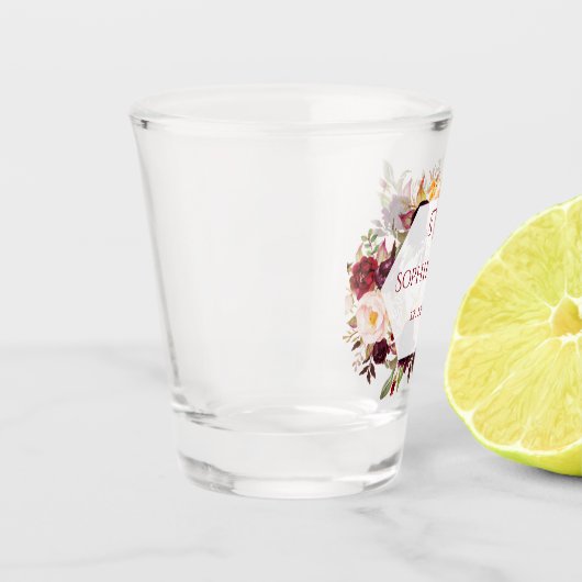 ブルガンディマルサラフローラ幾何学モノグラム ショットグラス (左)