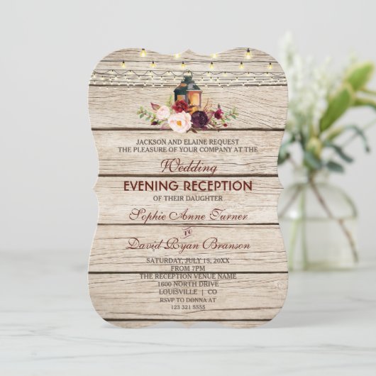 ブルガンディマルサラフローラ結婚〔雄ジカの〕枝角ズ夕べ 招待状 (スタンド正面)