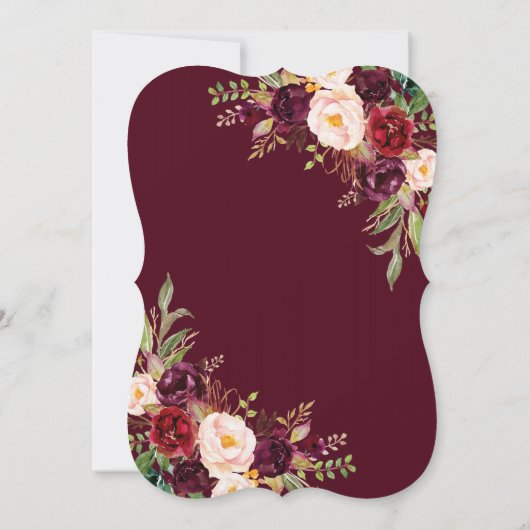 ブルガンディマルサラフローラ結婚〔雄ジカの〕枝角ズ夕べ 招待状 (裏面)