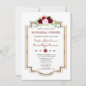 ブルガンディマルサラフローラ金ゴールド秋リハーサルディナー 招待状 (正面)