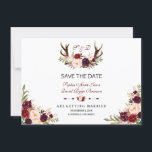 ブルガンディマルサラフローラ〔雄ジカの〕枝角は日付を保存 セーブザデート<br><div class="desc">ブルゴーニュ素朴レッド赤面フローラ〔雄ジカの〕枝角ハートとフローラブーケを仕切る豪華な水色フローラブーケ、矢印とブーケを備えたモノグラムのカードデザイン。背面には水色コーナーブーケ王室のットを備えたブルゴーニュの背景がエレガントあります。ツールカスタマイズを使って情報を追加する。フォント、色を変更できる。マッチ商品については、私のブルゴーニュ赤面マルサラフローラ〔雄ジカの〕枝角コレクションを参照して。</div>