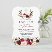 ブルガンディマルサラフローラ〔雄ジカの〕枝角バプテスマ 招待状 (スタンド正面)