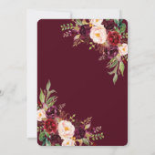 ブルガンディマルサラフローラ〔雄ジカの〕枝角モノグラムスウィート16 招待状 (裏面)