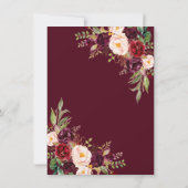 ブルガンディマルサラフローラ〔雄ジカの〕枝角リハーサルディナー 招待状 (裏面)