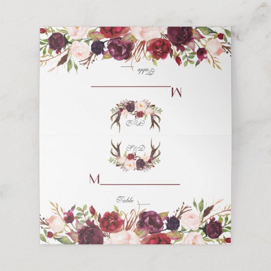 ブルガンディマルサラフローラ〔雄ジカの〕枝角表番号 プレイスカード (外部開封)