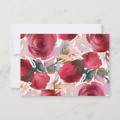 ブルガンディマルサラボホフローラウェディングRSVP 出欠カード (裏面)