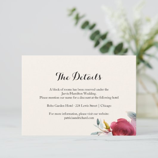 ブルガンディマルサラボホ結婚フローラ詳細 エンクロージャーカード (スタンド正面)