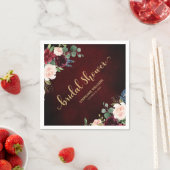 ブルガンディマルサラレッドネイビーフローラブライダルシャワー スタンダードカクテルナプキン (インサイチュ)