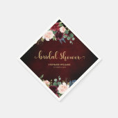 ブルガンディマルサラレッドネイビーフローラブライダルシャワー スタンダードカクテルナプキン (角)