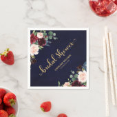 ブルガンディマルサラレッドネイビーフローラブライダルシャワー スタンダードカクテルナプキン (インサイチュ)