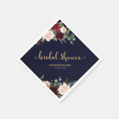 ブルガンディマルサラレッドネイビーフローラブライダルシャワー スタンダードカクテルナプキン (角)