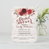 ブルガンディマルサラレッドローズフローラブライダルシャワー 招待状 (スタンド正面)