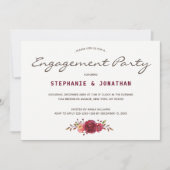 ブルガンディマルサラレッドローズフローラ婚約パーティ 招待状 (正面)