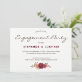 ブルガンディマルサラレッドローズフローラ婚約パーティ 招待状 (スタンド正面)