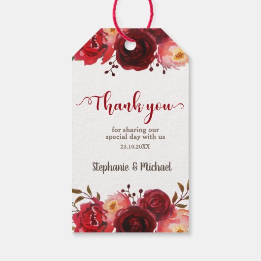 ブルガンディマルサラレッドローズ結婚フローラ ギフトタグ (裏面)