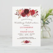 ブルガンディマルサラレッドローズ結婚フローラ 招待状 (スタンド正面)