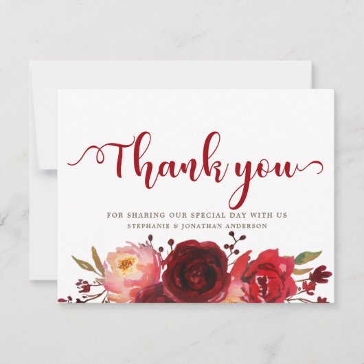 ブルガンディマルサラレッドローゼスフローラサンキュー サンキューカード (正面)