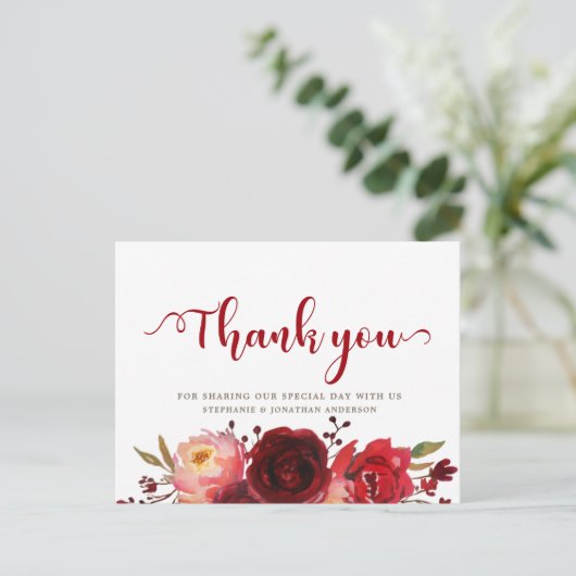 ブルガンディマルサラレッドローゼスフローラサンキュー ポストカード (スタンド正面)