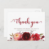 ブルガンディマルサラレッドローゼスフローラサンキュー ポストカード (正面/裏面)