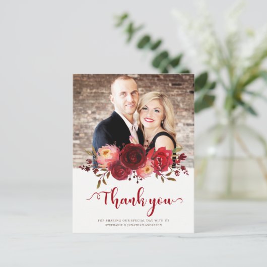 ブルガンディマルサラレッドローゼスフローラサンキュー ポストカード (スタンド正面)