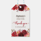 ブルガンディマルサラレッドローゼスフローラブライダルシャワー ギフトタグ (正面)