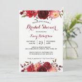ブルガンディマルサラレッドローゼスフローラブライダルシャワー 招待状 (スタンド正面)
