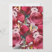 ブルガンディマルサラロマンチック結婚フローラ 招待状 (裏面)