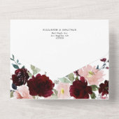 ブルガンディマルサラ結婚フローラ詳細QR RSVP オールインワン招待状 (裏面)