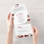 ブルガンディマルサラ結婚フローラ詳細RSVP オールインワン招待状 (貼ってはがせる)