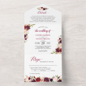 ブルガンディマルサラ結婚フローラ詳細RSVP オールインワン招待状 (内側)