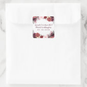 ブルガンディマルサラ赤面ピンク牡丹結婚式の引き出物 スクエアシール (バッグ)