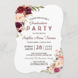 ブルガンディマルサラ赤面フローラ卒業パーティー 招待状