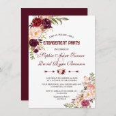 ブルガンディマルサラ赤面フローラ婚約パーティ 招待状 (正面/裏面)