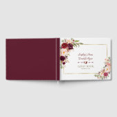 ブルガンディマルサラ赤面フローラ結婚式の招待 ゲストブック (全面)