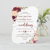 ブルガンディマルサラ赤面フローラ結婚式の招待 招待状 (スタンド正面)