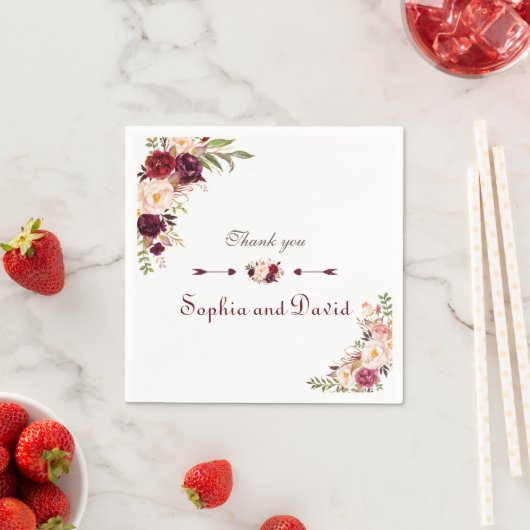 ブルガンディマルサラ赤面フローラ スタンダードカクテルナプキン (インサイチュ)