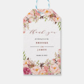 ブルガンディマルサラ赤面ボホ結婚のサンキューラベル ギフトタグ (正面)