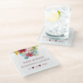 ブルガンディマルサラ金ゴールドフローラボタニッ結婚クス ガラスコースター (アングル)