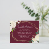 ブルガンディマルサラ金ゴールド幾何学誕生日パーティー インビテーションポストカード (スタンド正面)