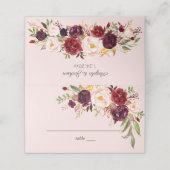 ブルガンディマルサラ&赤面フローラ – ピンク プレイスカード (外部開封)