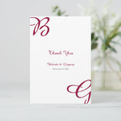 ブルガンディマルーンイニシャル秋秋の結婚式 サンキューカード (スタンド正面)