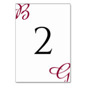 ブルガンディマルーンイニシャル秋秋の結婚式 テーブルナンバー (裏面)