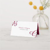 ブルガンディマルーンイニシャル秋秋の結婚式 プレイスカード (裏面)