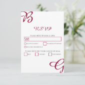 ブルガンディマルーンイニシャル秋秋の結婚式 出欠カード (スタンド正面)