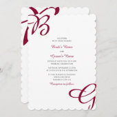ブルガンディマルーンイニシャル秋秋の結婚式 招待状 (正面/裏面)