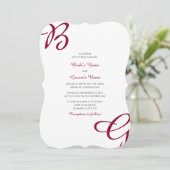 ブルガンディマルーンイニシャル秋秋の結婚式 招待状 (スタンド正面)