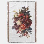 ブルガンディマルーンコーラルホワイトムーディーズフローラ スローブランケット (正面縦)