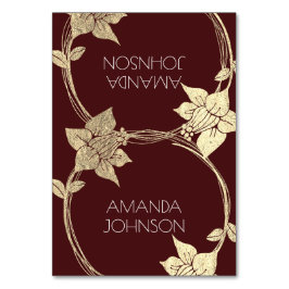 ブルガンディマルーンシャンペーン金ゴールドフローラリースルクス テーブルナンバー