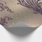 ブルガンディマルーンピンクローズ金ゴールド王室のダマスクハート ラッピングペーパー (角)